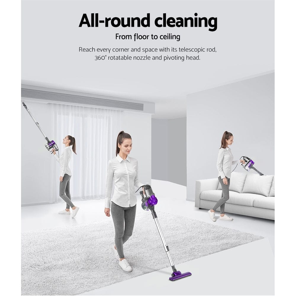 Devanti Stick Vacuum Cleaner Handheld Corded 450W Purple - SportZone.co.nz