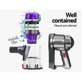 Devanti Stick Vacuum Cleaner Handheld Corded 450W Purple - SportZone.co.nz
