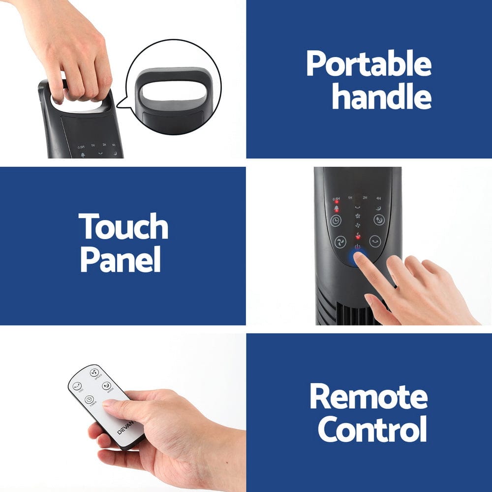 Devanti Tower Fan Oscillating 3 Speeds with Remote 91cm - SportZone.co.nz