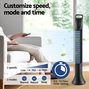 Devanti Tower Fan Oscillating 3 Speeds with Remote 91cm - SportZone.co.nz