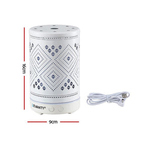 Devanti Ultrasonic Aroma Diffuser Aromatherapy 100ml LED Lights Iron Humidifier Forest - SportZone.co.nz