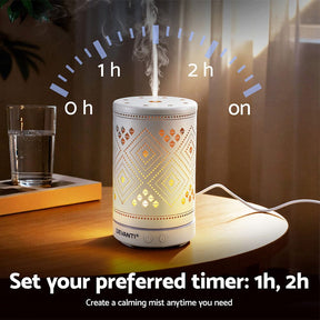 Devanti Ultrasonic Aroma Diffuser Aromatherapy 100ml LED Lights Iron Humidifier Forest - SportZone.co.nz