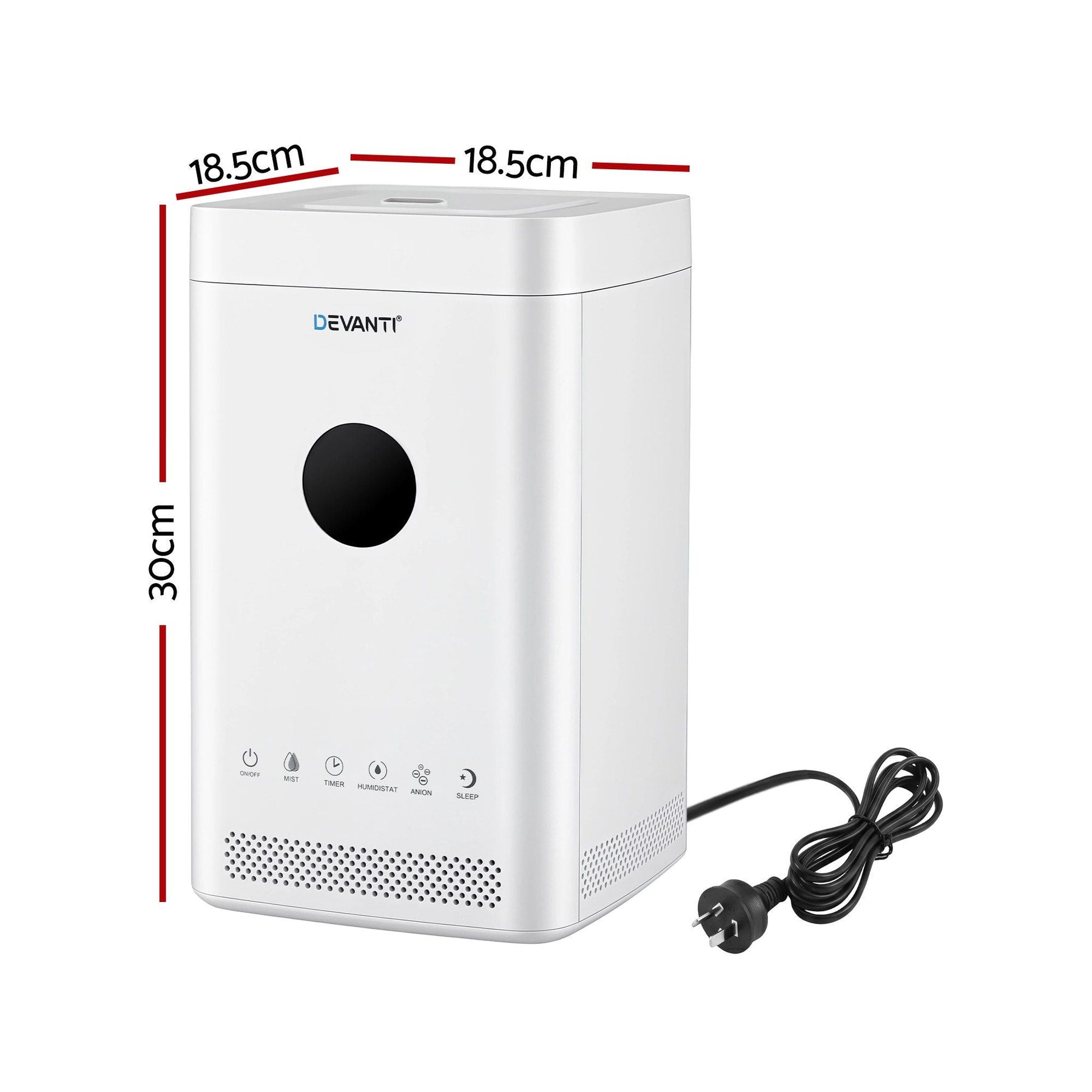 Devanti Ultrasonic Humidifier Air Purifier Top Fill Auto Humidity 3.5L White - SportZone.co.nz