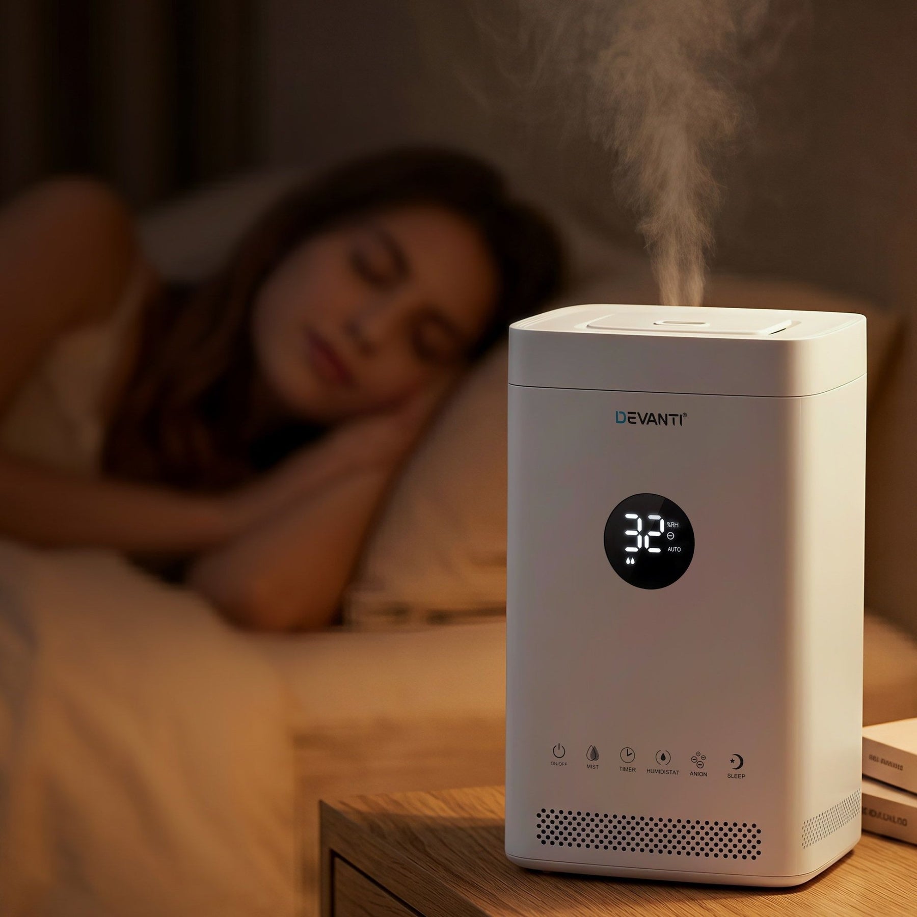Devanti Ultrasonic Humidifier Air Purifier Top Fill Auto Humidity 3.5L White - SportZone.co.nz