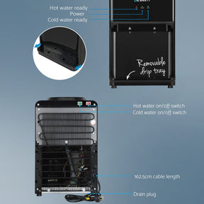 Devanti Water Cooler Dispenser 22L Bench Top Chiller Purifier Filter Hot Cold Black - SportZone.co.nz