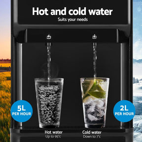 Devanti Water Cooler Dispenser 22L Bench Top Chiller Purifier Filter Hot Cold Black - SportZone.co.nz