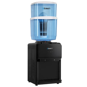 Devanti Water Cooler Dispenser 22L Bench Top Chiller Purifier Filter Hot Cold Black - SportZone.co.nz