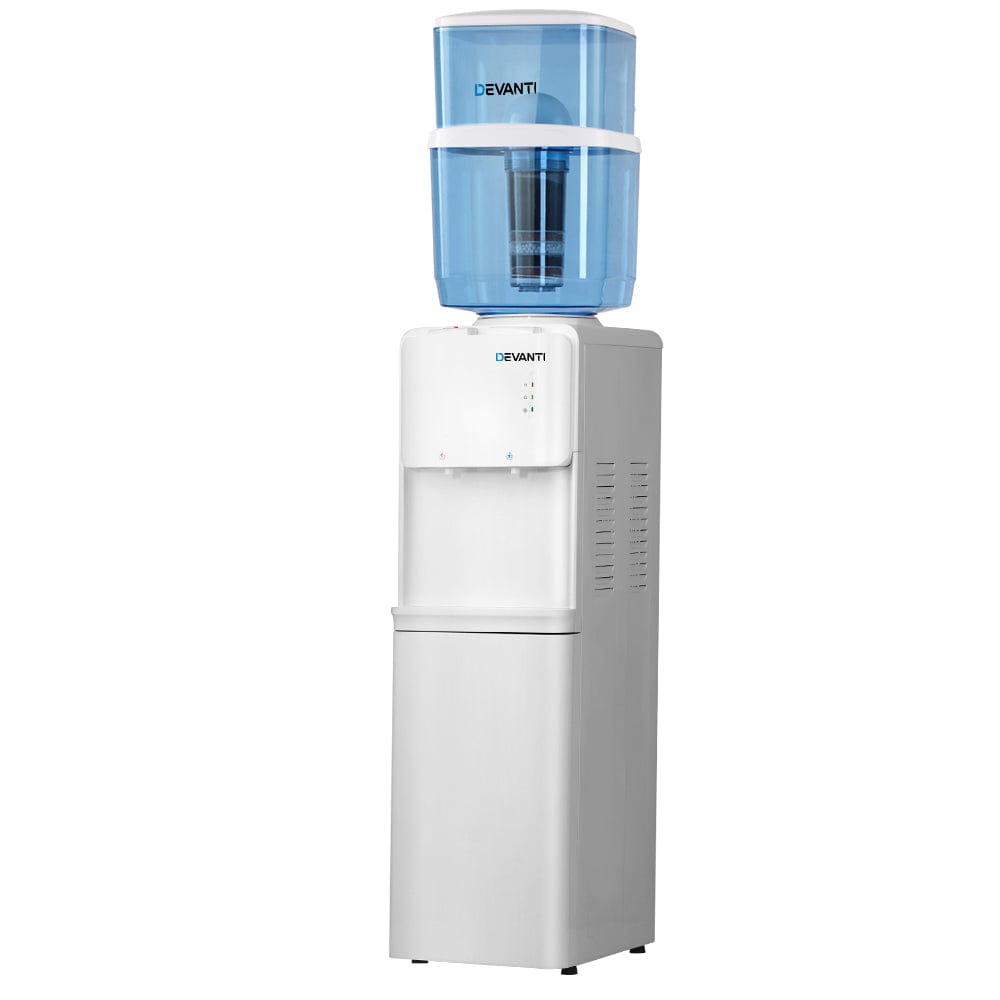 Devanti Water Cooler Dispenser Stand 22L Bottle White w/2 Filter - SportZone.co.nz