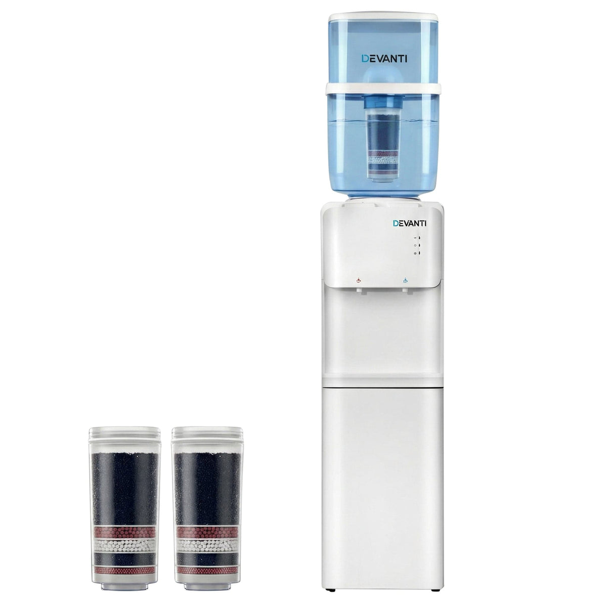 Devanti Water Cooler Dispenser Stand 22L Bottle White w/2 Filter - SportZone.co.nz