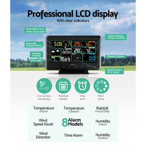 Devanti Weather Station Indoor Outdoor Wireless WiFi Professional Solar Sensor - SportZone.co.nz