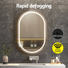 Embellir 2 LED Wall Mirror With Light 50X75CM Bathroom Decor Oval Mirrors Vanity - SportZone.co.nz