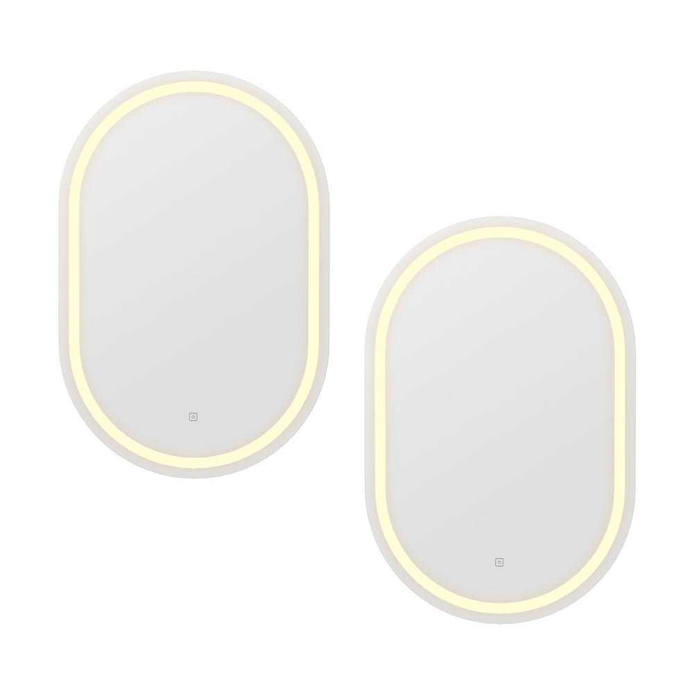 Embellir 2 LED Wall Mirror With Light 50X75CM Bathroom Decor Oval Mirrors Vanity - SportZone.co.nz