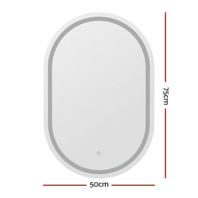 Embellir 2 LED Wall Mirror With Light 50X75CM Bathroom Decor Oval Mirrors Vanity - SportZone.co.nz