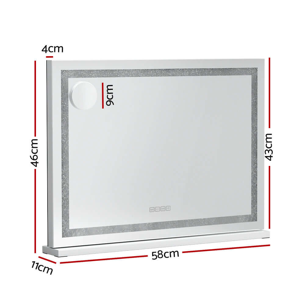 Embellir Bluetooth Makeup Mirror 58x46cm Hollywood Vanity with LED Light Crystal - SportZone.co.nz