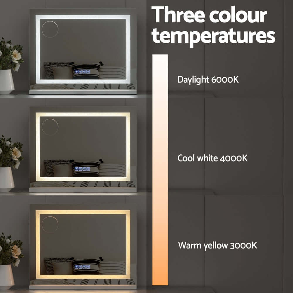Embellir Bluetooth Makeup Mirror 58x46cm Hollywood Vanity with LED Light Crystal - SportZone.co.nz