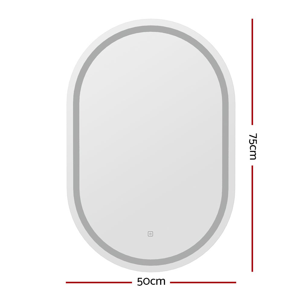 Embellir LED Wall Mirror With Light 50X75CM Bathroom Decor Oval Mirrors Vanity - SportZone.co.nz