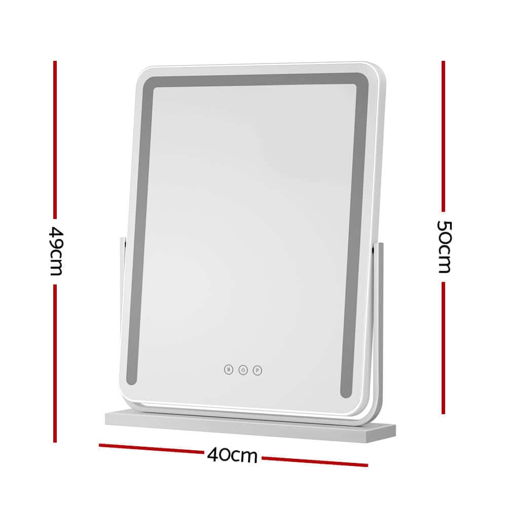 Embellir Makeup Mirror 40x50cm Hollywood Vanity with LED Light Strip Rotation - SportZone.co.nz