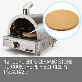 EuroGrille Portable Pizza Oven BBQ Camping LPG Gas Benchtop Stainless Steel - SportZone.co.nz