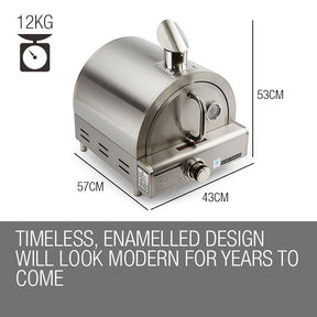 EuroGrille Portable Pizza Oven BBQ Camping LPG Gas Benchtop Stainless Steel - SportZone.co.nz