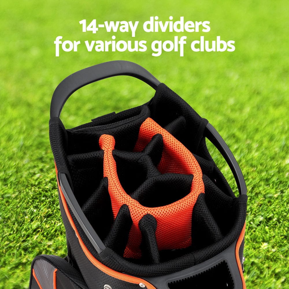 Everfit 14 Ways Dividers Golf Bag Stand Insulated Carry Bag Zippered Rain Cover - SportZone.co.nz