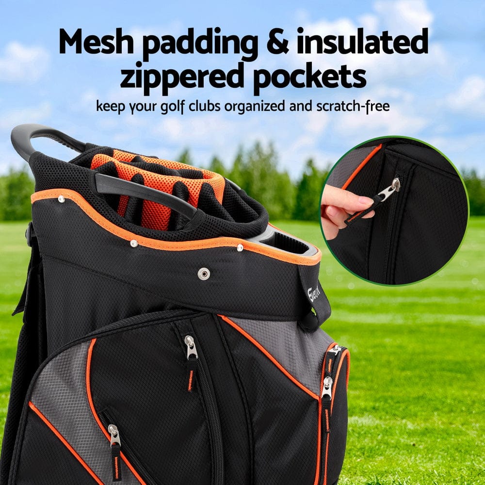 Everfit 14 Ways Dividers Golf Bag Stand Insulated Carry Bag Zippered Rain Cover - SportZone.co.nz