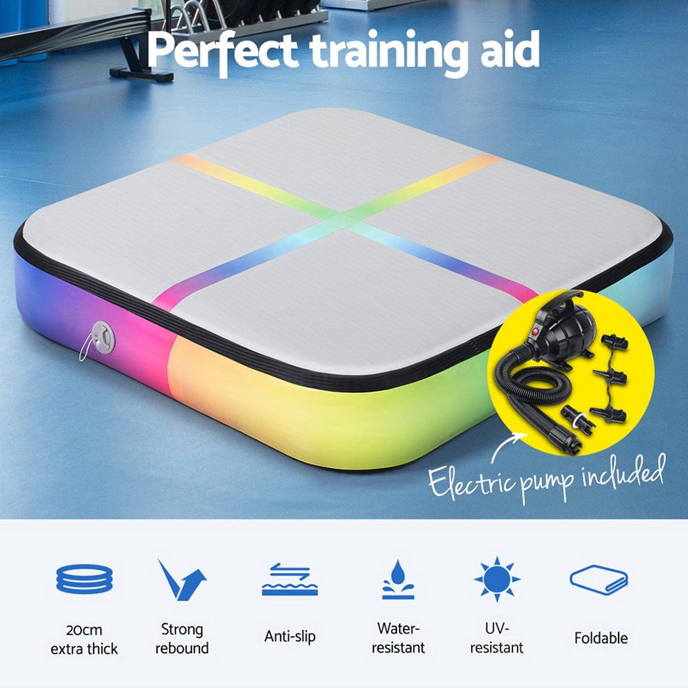 Everfit 1m Air Track Mat Inflatable Gymnastics Tumbling Mat W/ Pump Colourful - SportZone.co.nz
