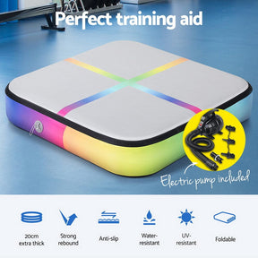Everfit 1m Air Track Mat Inflatable Gymnastics Tumbling Mat W/ Pump Colourful - SportZone.co.nz