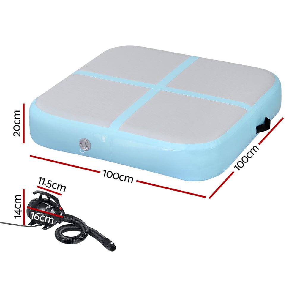 Everfit 1m Air Track Mat Inflatable Gymnastics Tumbling Mat W/ Pump Mint Green - SportZone.co.nz