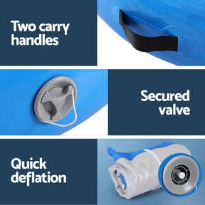 Everfit 1m Air Track Spot Inflatable Gymnastics Tumbling Mat Round W/ Pump Blue - SportZone.co.nz