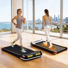 Everfit 2-in-1 Walking Pad Treadmill with Massage Function 380mm Black - SportZone.co.nz
