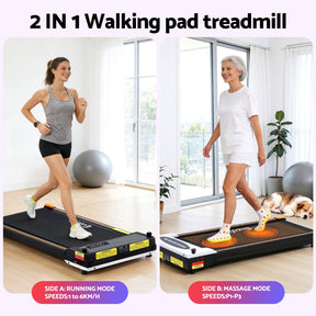 Everfit 2-in-1 Walking Pad Treadmill with Massage Function 380mm Black - SportZone.co.nz