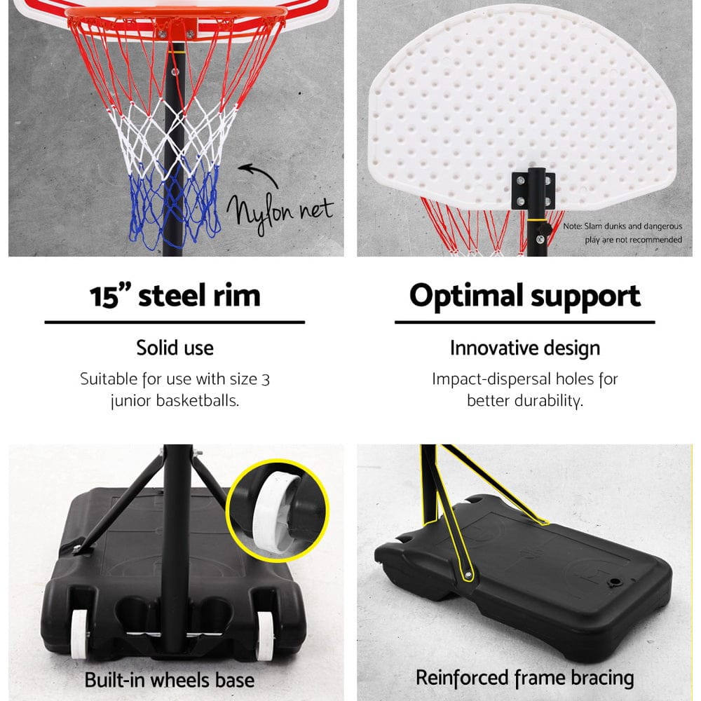 Everfit 2.1M Basketball Hoop Stand System Adjustable Portable Pro Kids White - SportZone.co.nz