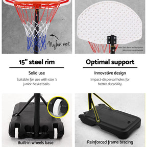 Everfit 2.1M Basketball Hoop Stand System Adjustable Portable Pro Kids White - SportZone.co.nz