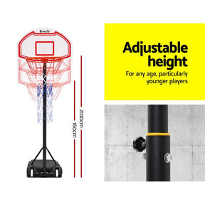 Everfit 2.1M Basketball Hoop Stand System Adjustable Portable Pro Kids White - SportZone.co.nz