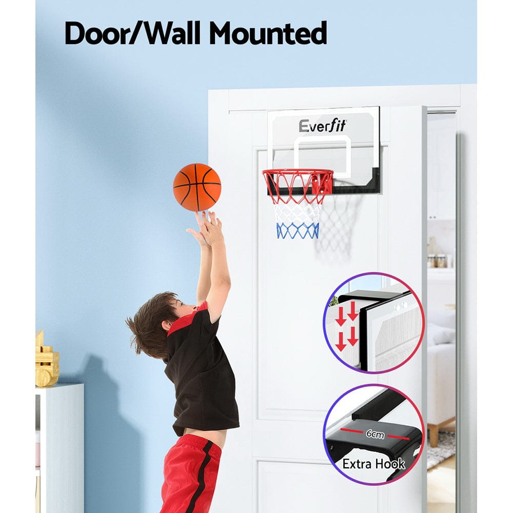 Everfit 23" Mini Basketball Hoop Backboard Door Wall Mounted Sports Kids Black - SportZone.co.nz