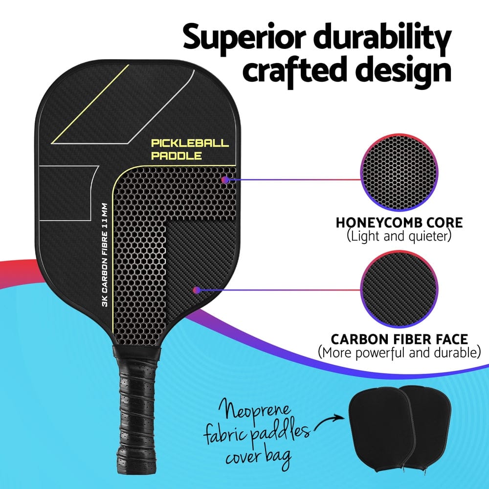 Everfit 2PCS Pickleball Paddles Set Outdoor Pickle Balls Rackets with Cover Bag Training - SportZone.co.nz
