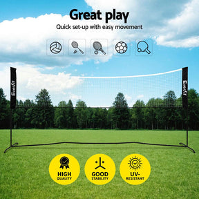 Everfit 3.6M Badminton Tennis Net Portable Volleyball Kit Adjustable Height - SportZone.co.nz