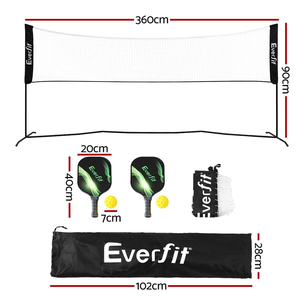 Everfit 3.6M Badminton Tennis Net Portable Volleyball Kit Adjustable Height - SportZone.co.nz