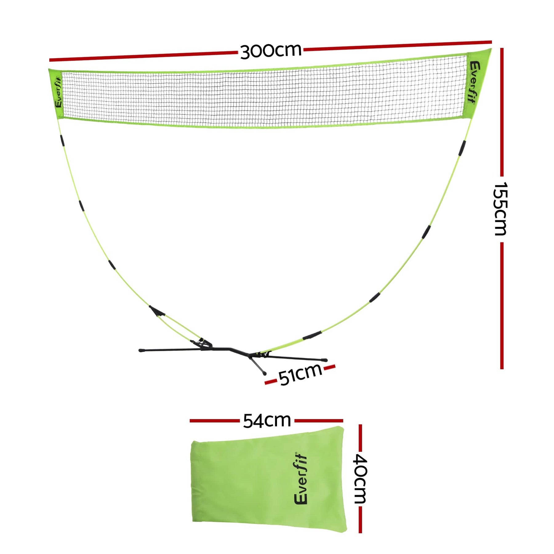 Everfit 3M Badminton Tennis Net Portable Volleyball Kit Yellow - SportZone.co.nz