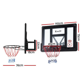 Everfit 43-Inch Wall Mount Kids Basketball Hoop Backboard Indoor Outdoor Sports - SportZone.co.nz
