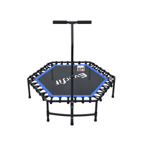 Everfit 48inch Hexagon Fitness Trampoline Rebounder Adjustable Handrail Blue - SportZone.co.nz