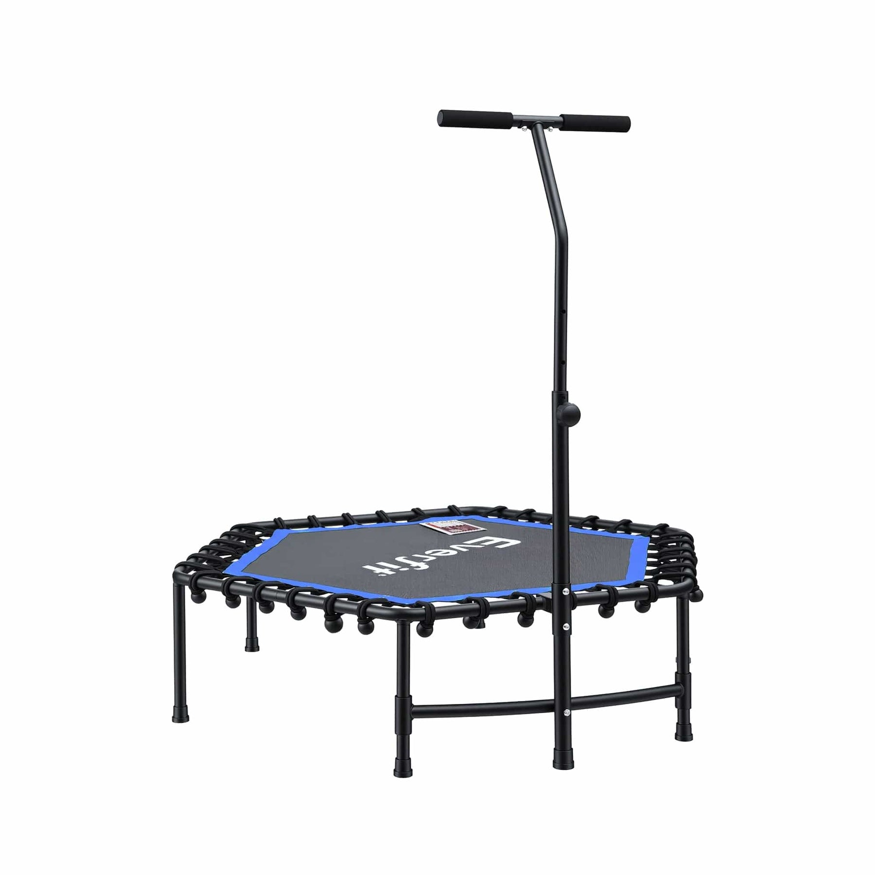 Everfit 48inch Hexagon Fitness Trampoline Rebounder Adjustable Handrail Blue - SportZone.co.nz