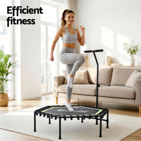 Everfit 48inch Hexagon Fitness Trampoline Rebounder Adjustable Handrail Green - SportZone.co.nz