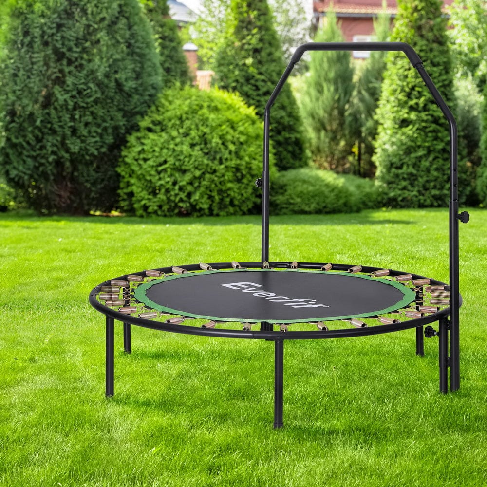 Everfit 48inch Round Fitness Trampoline Rebounder Adjustable Handrail Green - SportZone.co.nz