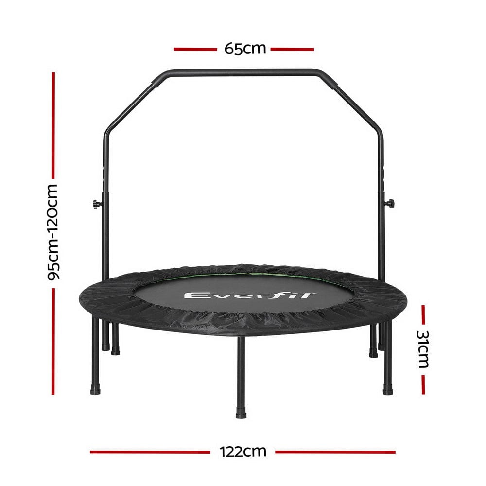 Everfit 48inch Round Fitness Trampoline Rebounder Adjustable Handrail Green - SportZone.co.nz