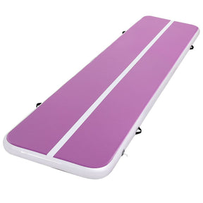 Everfit 4M Air Track Gymnastics Tumbling Exercise Yoga Mat W/ Pump Inflatable Purple - SportZone.co.nz