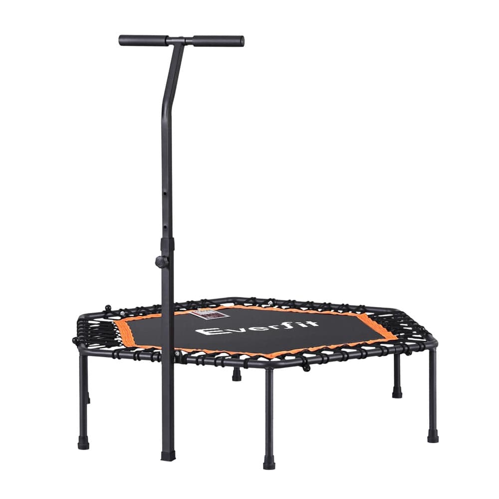 Everfit 51inch Hexagon Fitness Trampoline Rebounder Adjustable Handrail Orange - SportZone.co.nz