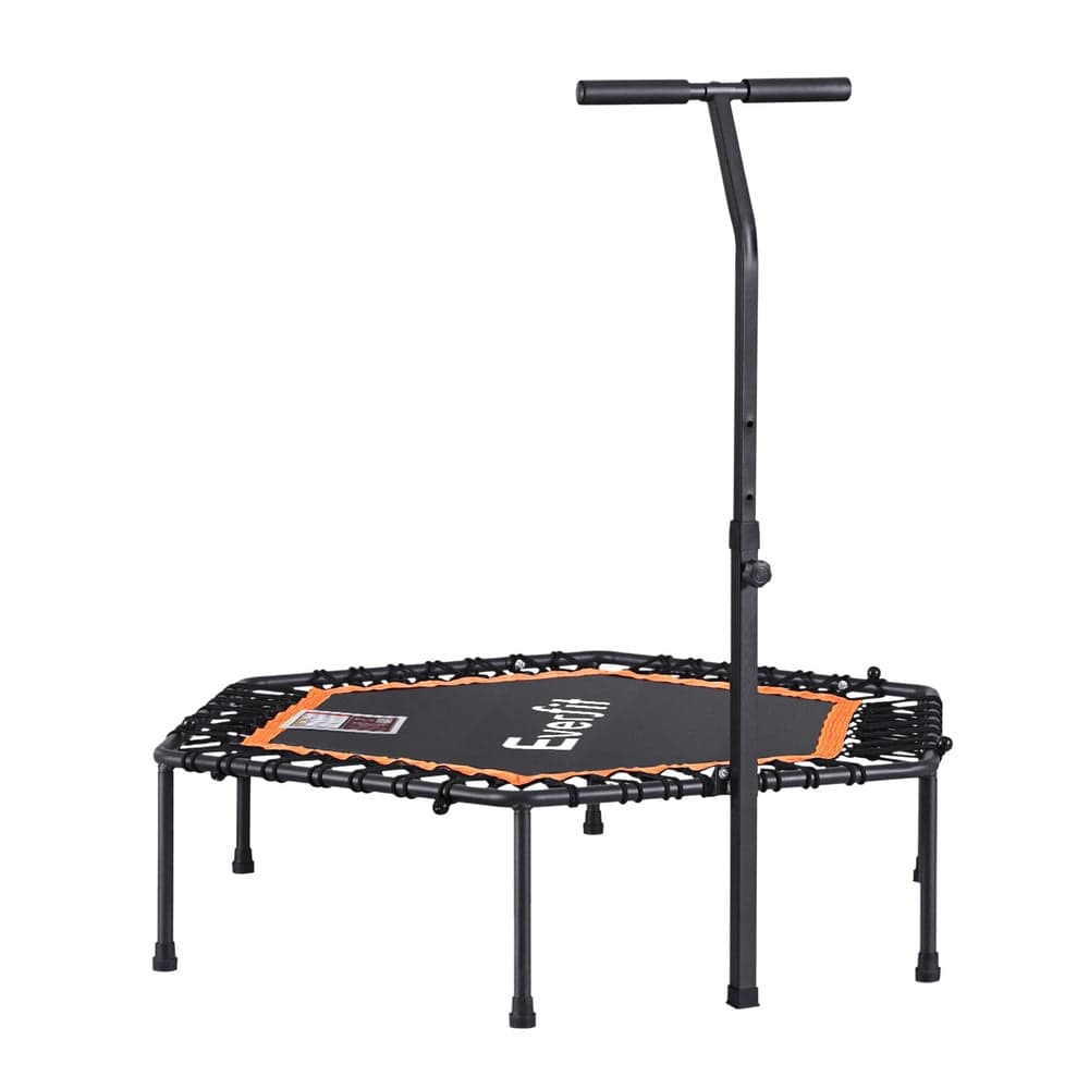 Everfit 51inch Hexagon Fitness Trampoline Rebounder Adjustable Handrail Orange - SportZone.co.nz