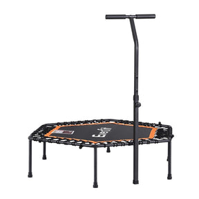 Everfit 51inch Hexagon Fitness Trampoline Rebounder Adjustable Handrail Orange - SportZone.co.nz