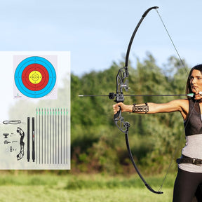 Everfit 55lbs Bow Arrow Set Recurve Takedown Archery Hunting for Beginner Green - SportZone.co.nz